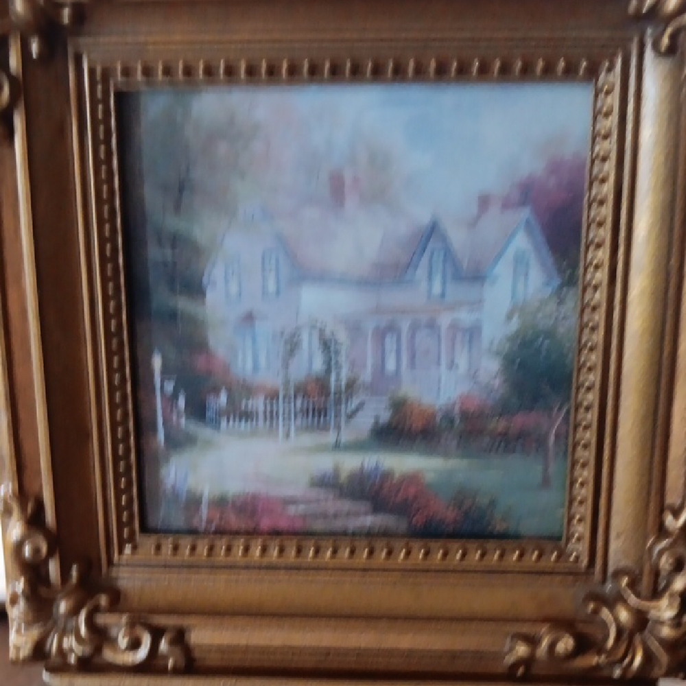 Gold and Brown Victorian House Painting Art